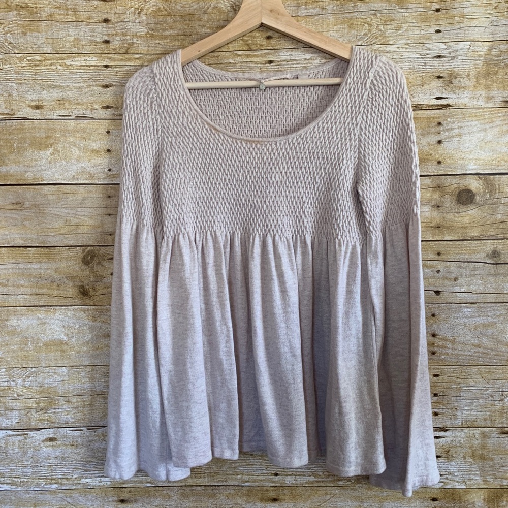 Knitted & Knotted Anthro Cream Long Sleeve Sweater